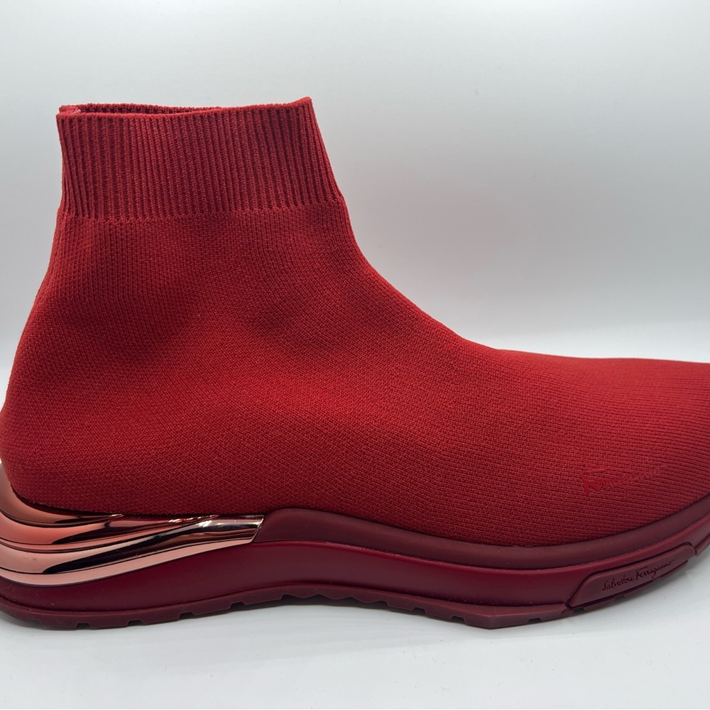 Ferregamo woman’s brick red sock shoes sneaker size 9 leather inner - Picture 3 of 6